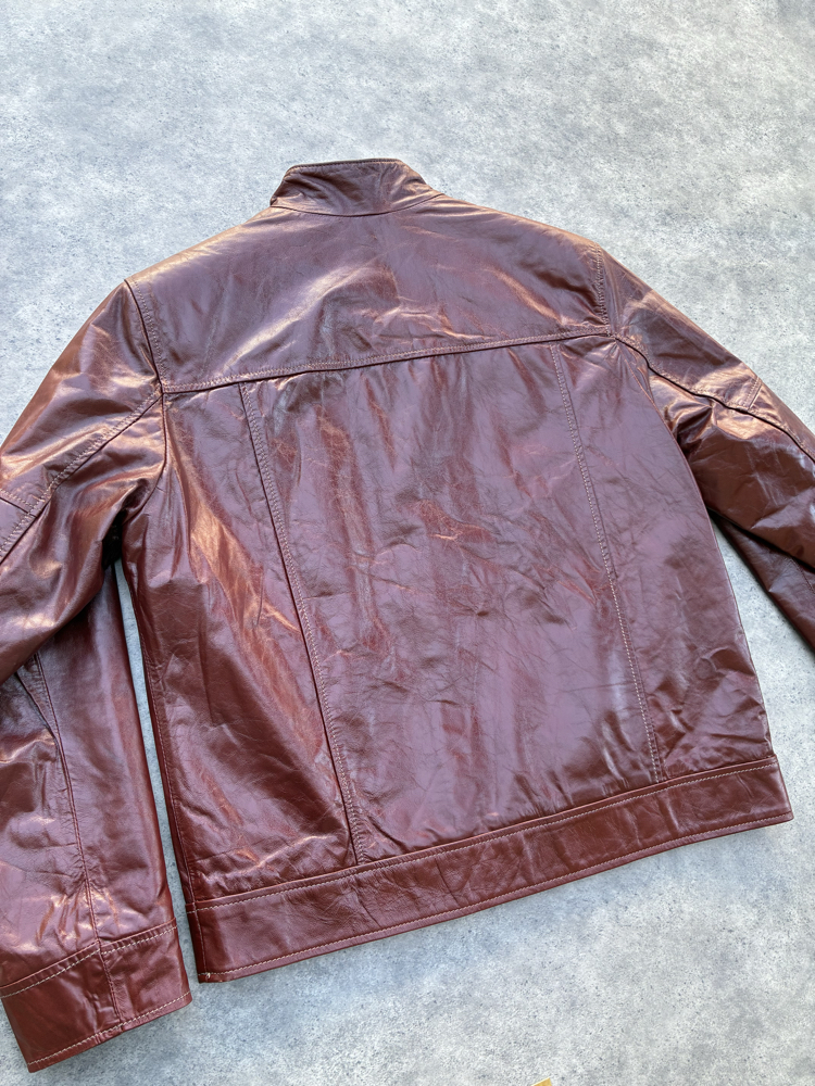 Tyler Durden Bordo Vintage Deri Ceket L