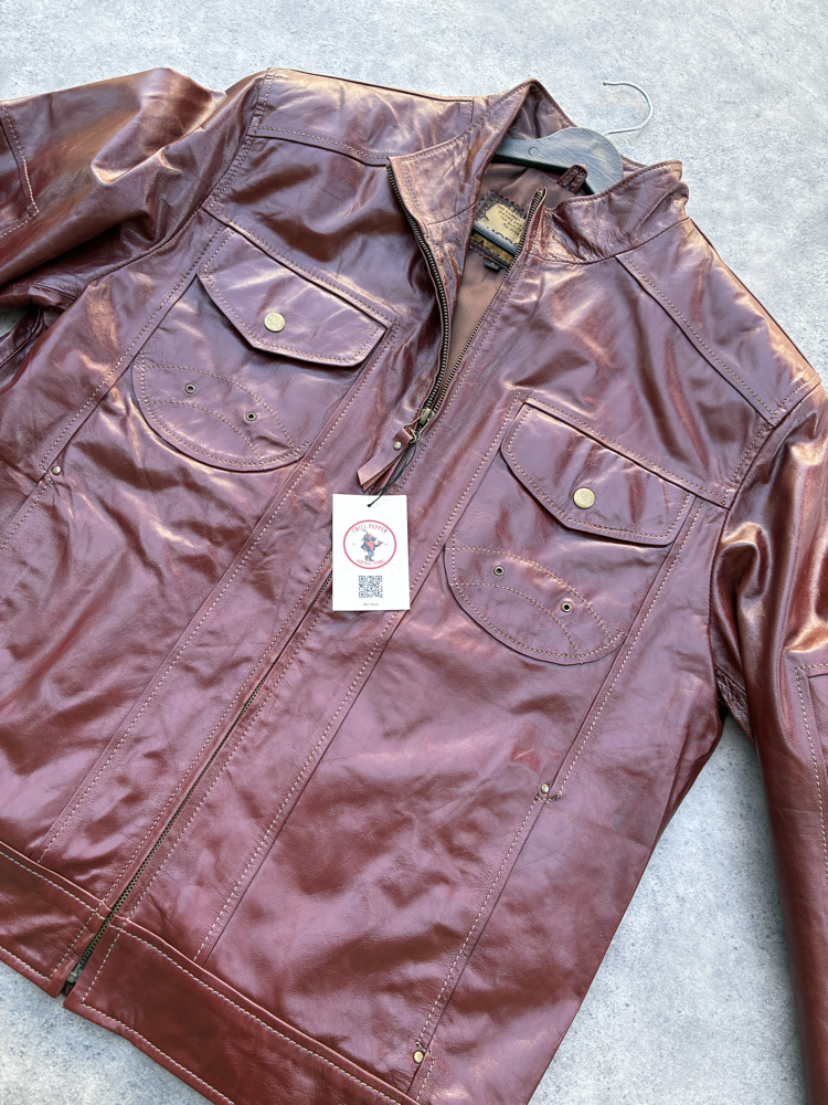 Tyler Durden Bordo Vintage Deri Ceket L