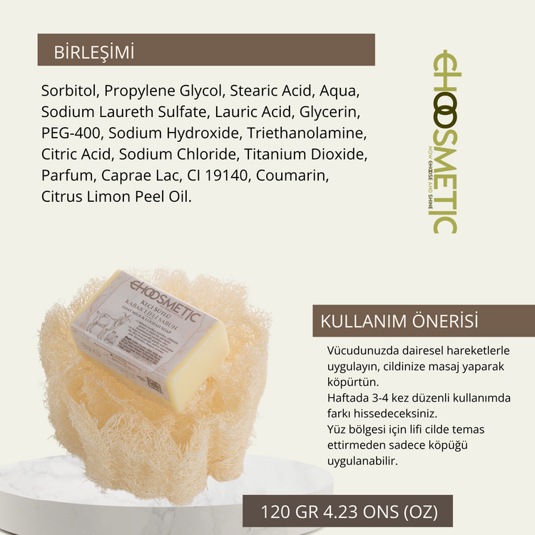 keçi Sütlü Kabak Lifli Sabun 120 gr Cilt Temizliği ve Peeling Etkisi Bir Arada