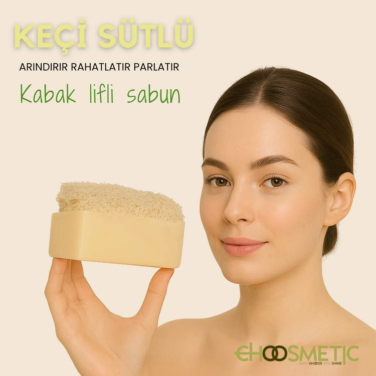 keçi Sütlü Kabak Lifli Sabun 120 gr Cilt Temizliği ve Peeling Etkisi Bir Arada