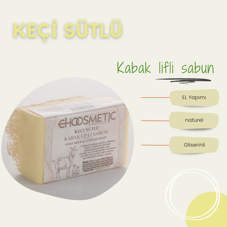 keçi Sütlü Kabak Lifli Sabun 120 gr Cilt Temizliği ve Peeling Etkisi Bir Arada