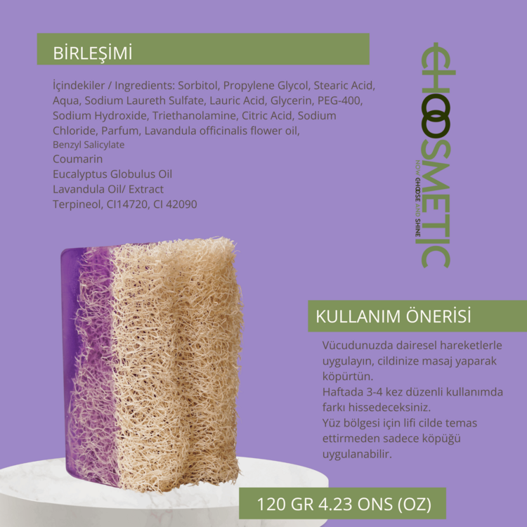 Lavanta Özlü Kabak Lifli Doğal Sabun 120 gr  Rahatlatıcı Gücü, 