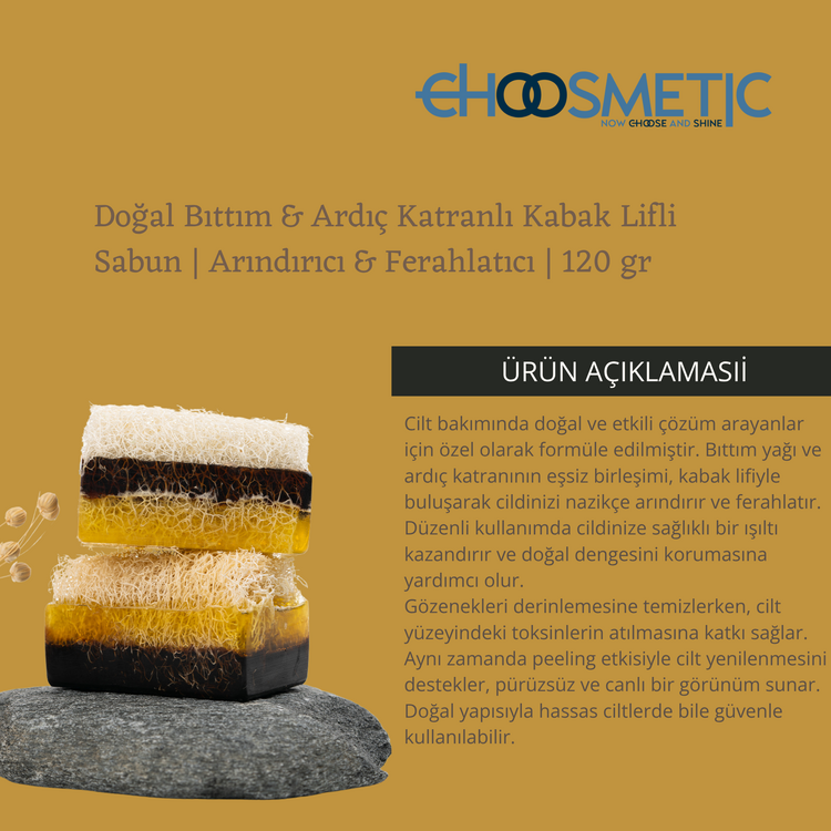 Bıttım & Ardıç Katranlı Kabak Lifli 120 gr Doğal Sabun Sivilceye Doğal Çözüm