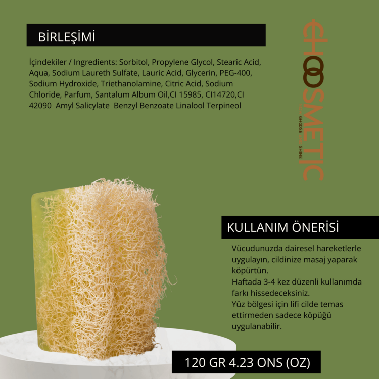 Sandal Ağaçı Kabak Lifli Sabun 120 gr Arın, yenilen, ferahla Sandalın şifası teninde