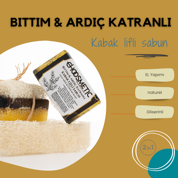 Bıttım & Ardıç Katranlı Kabak Lifli 120 gr Doğal Sabun Sivilceye Doğal Çözüm