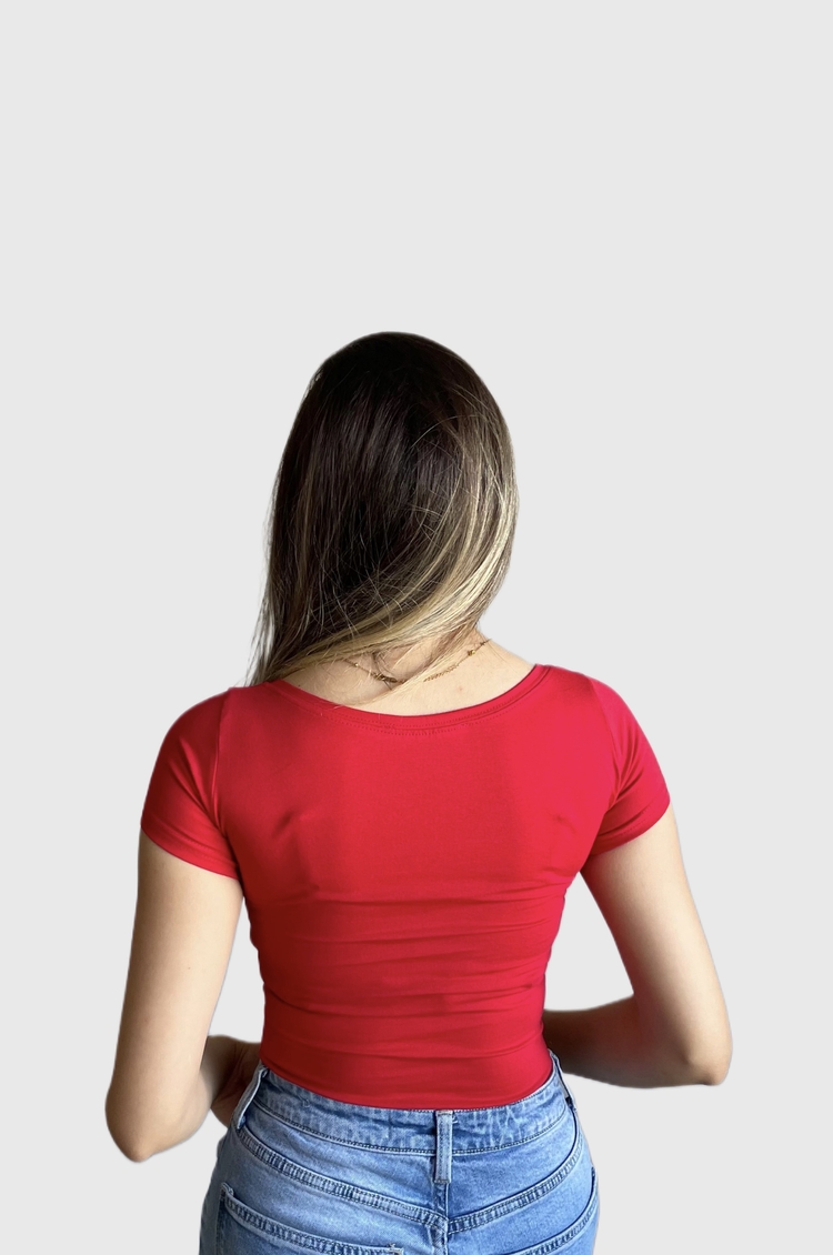 Pamuklu Kırmızı U Yaka Body