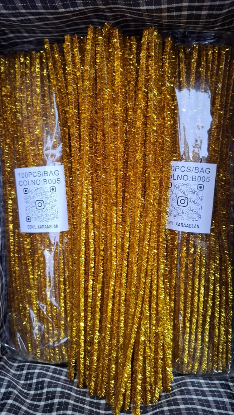 Altın Gold Simli Şönil 1 paket 100 adet-Kod B005
