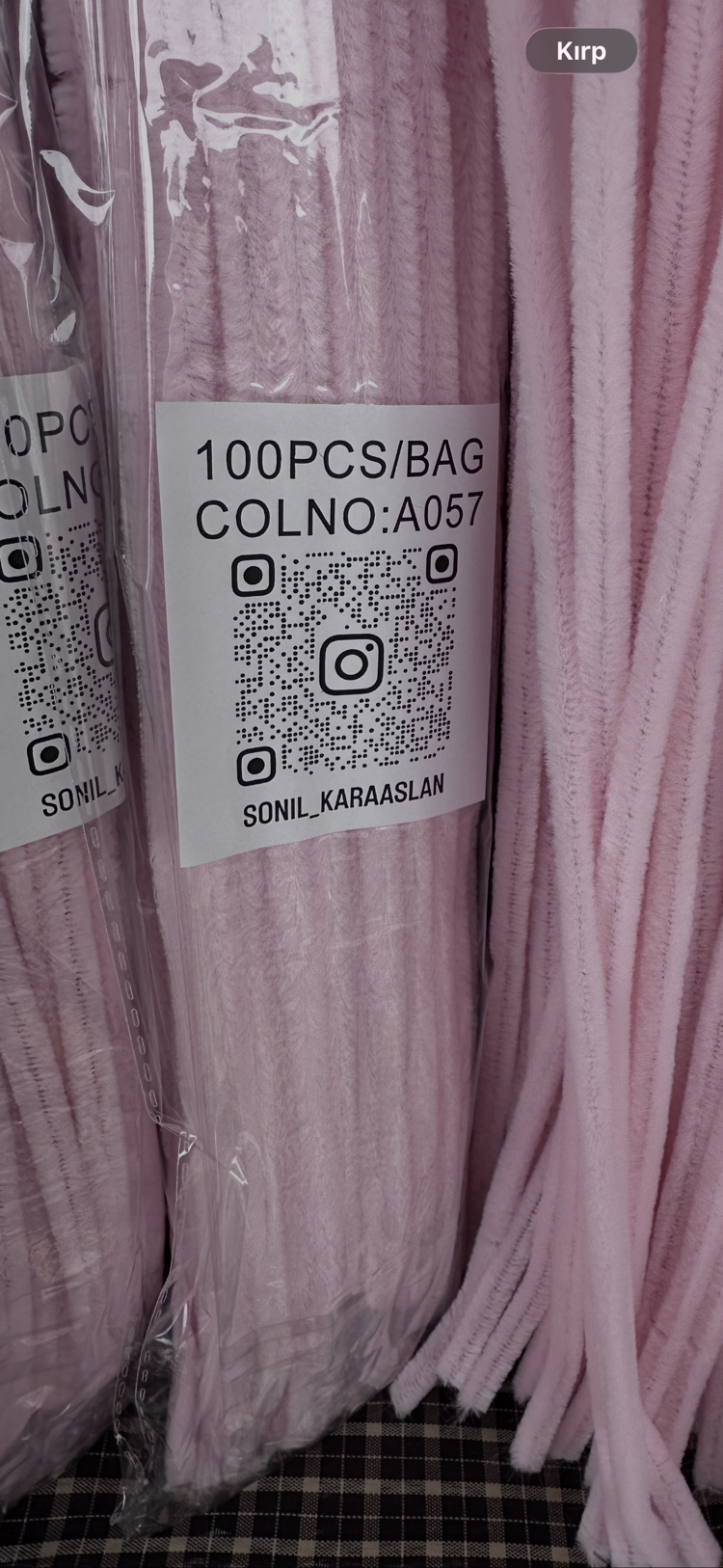 A057 KOD Açık Pembe Şönil 1 paket 100 adet