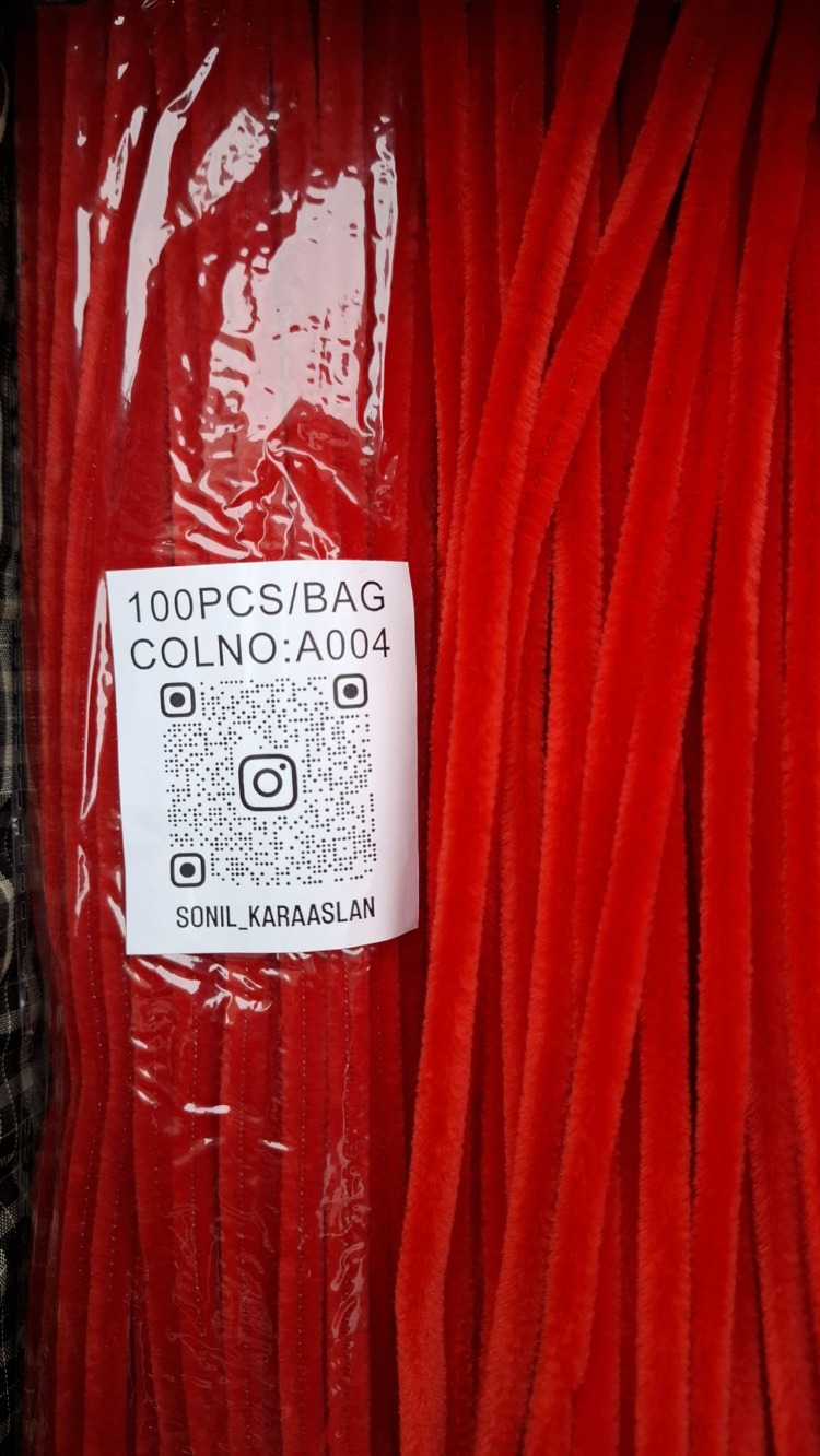 KOD A004 Kırmızı Şönil 1 paket 100 adet