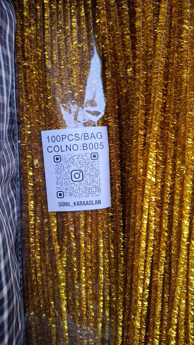 Altın Gold Simli Şönil 1 paket 100 adet-Kod B005