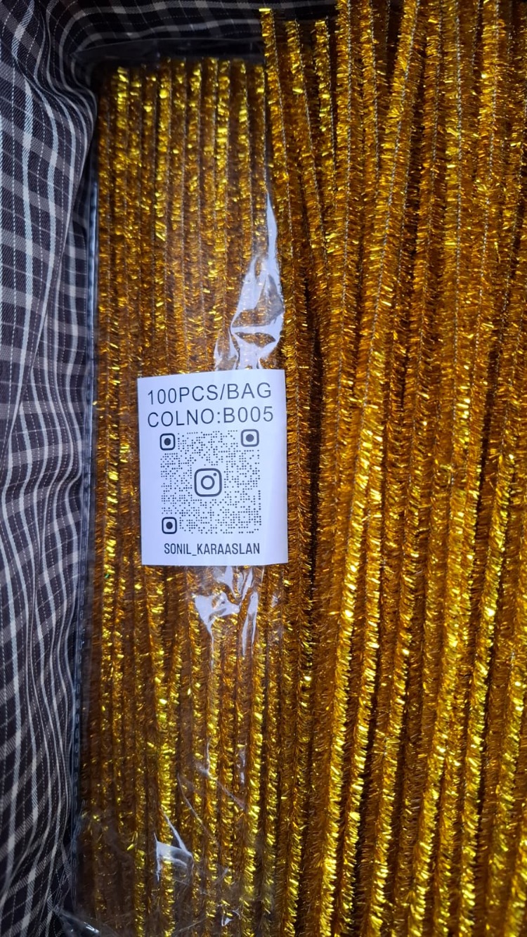 Altın Gold Simli Şönil 1 paket 100 adet-Kod B005