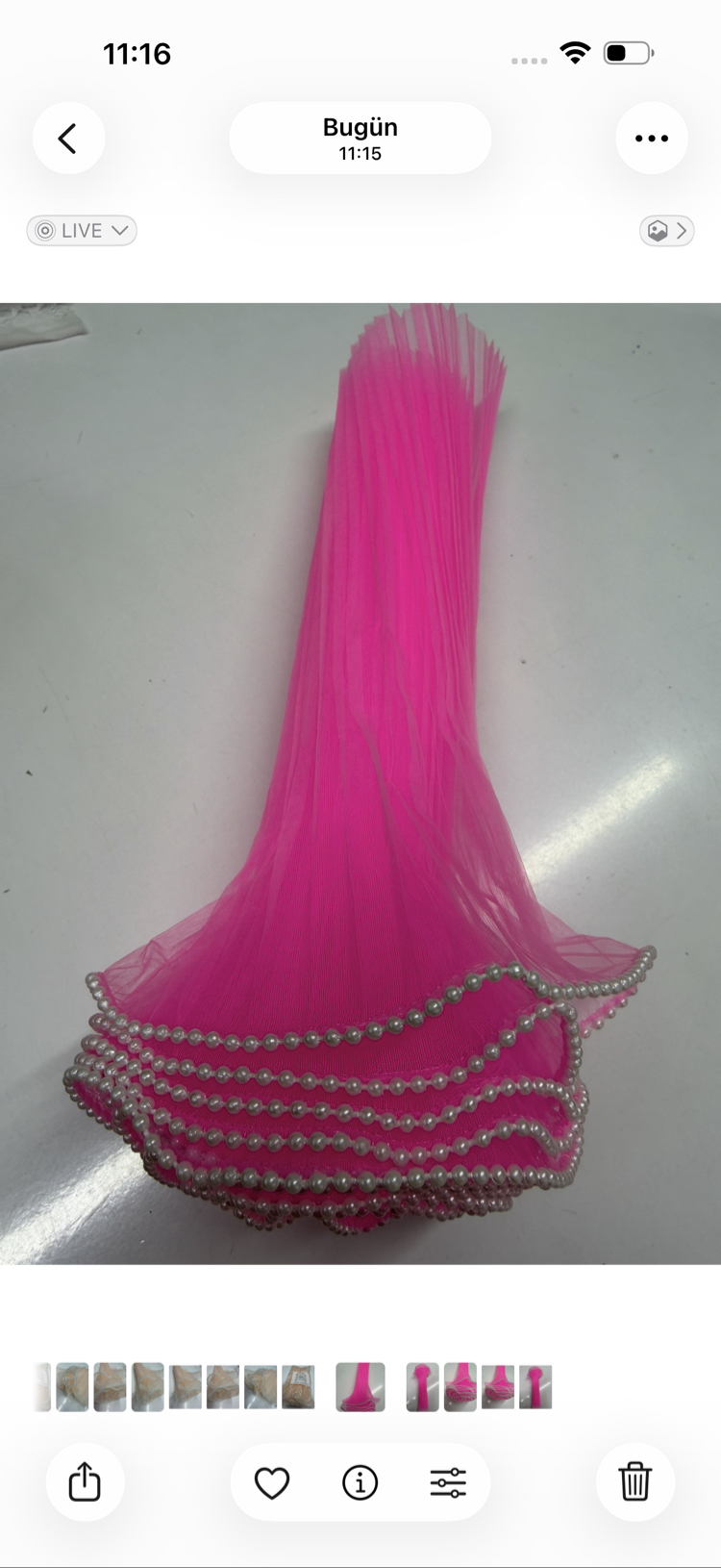 28 cm Dalgalı  Boncuklu Pembe Çiçek Arkası 3,5 mt