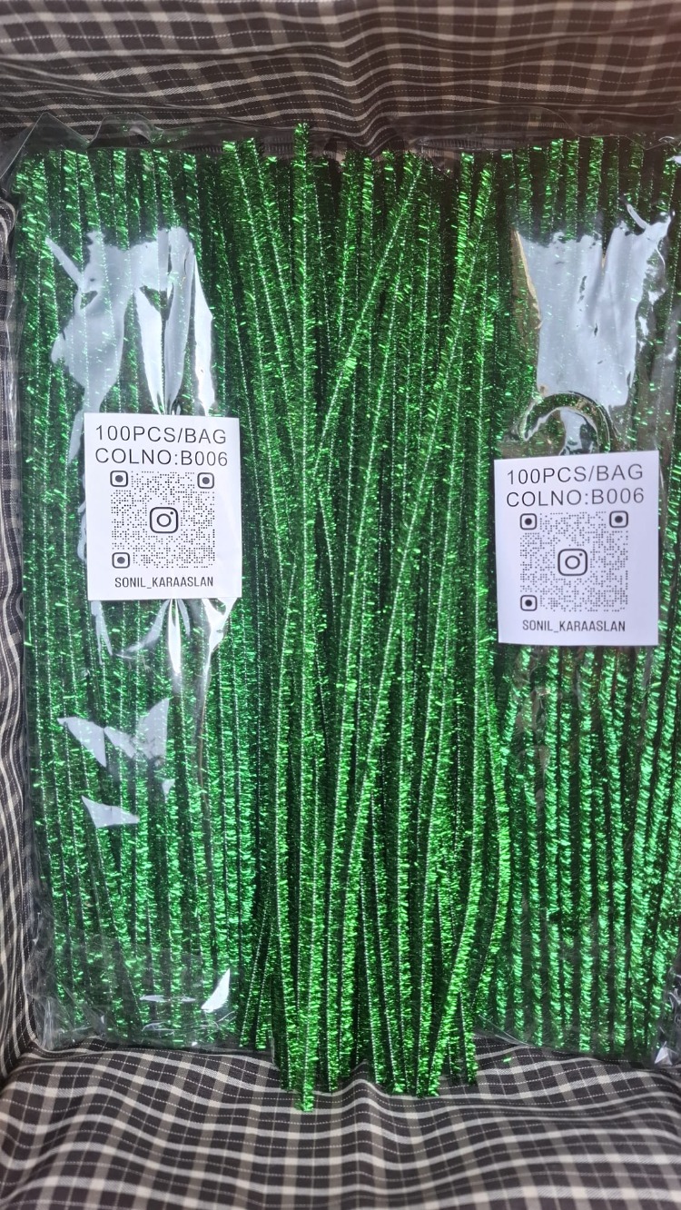  Simli yeşil Şönil 1 Paket 100 adet - Kod B006