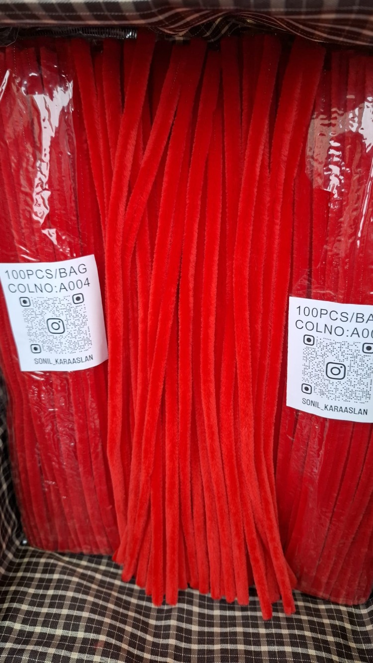 KOD A004 Kırmızı Şönil 1 paket 100 adet