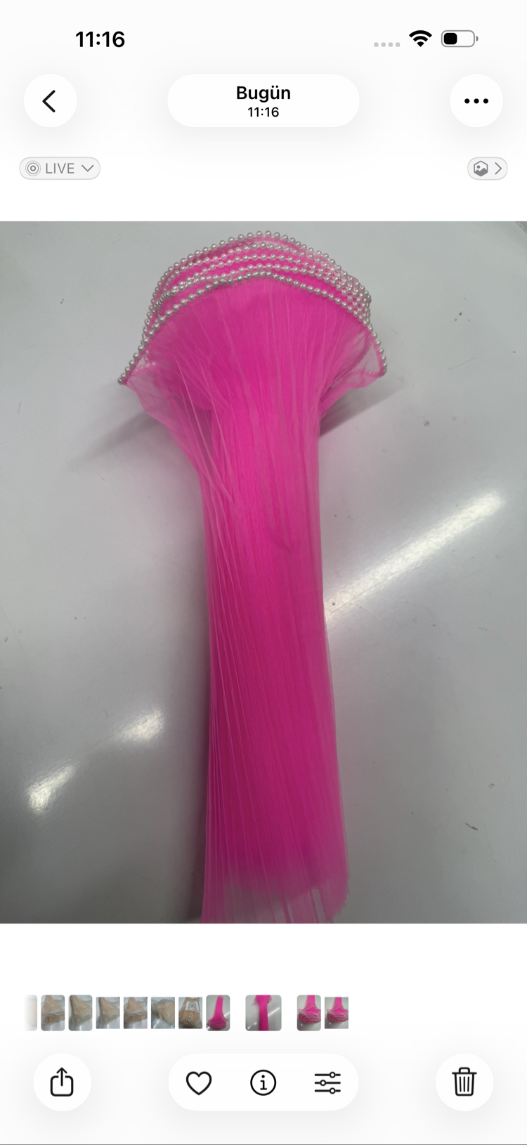 28 cm Dalgalı  Boncuklu Pembe Çiçek Arkası 3,5 mt