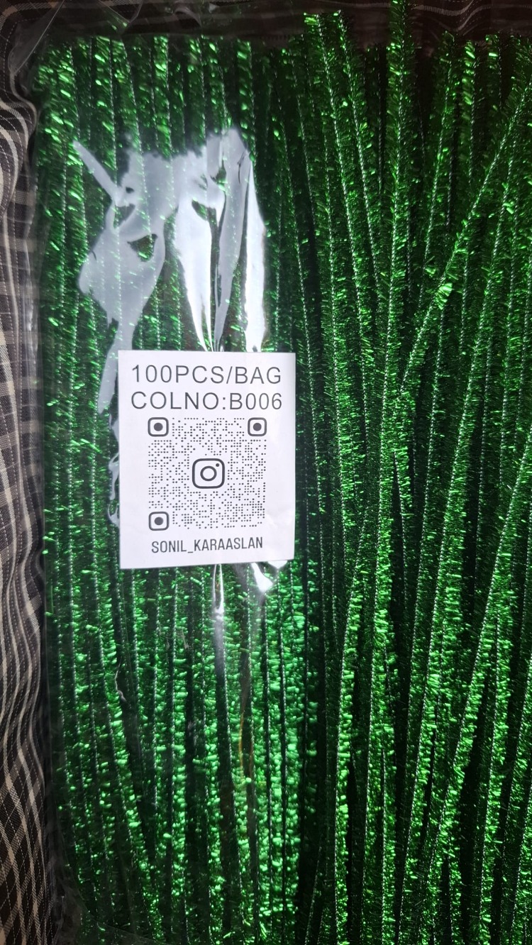  Simli yeşil Şönil 1 Paket 100 adet - Kod B006