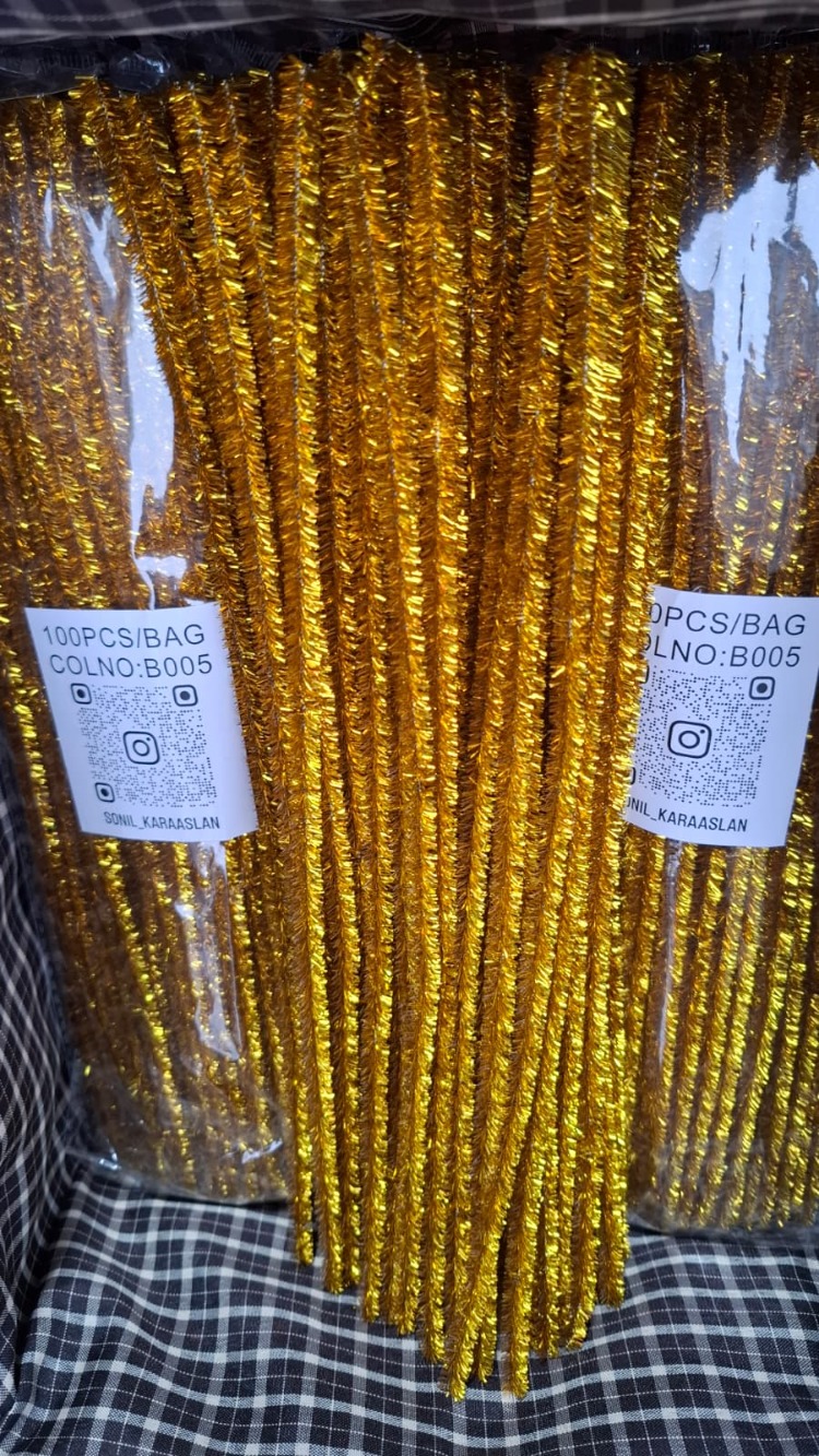 Altın Gold Simli Şönil 1 paket 100 adet-Kod B005