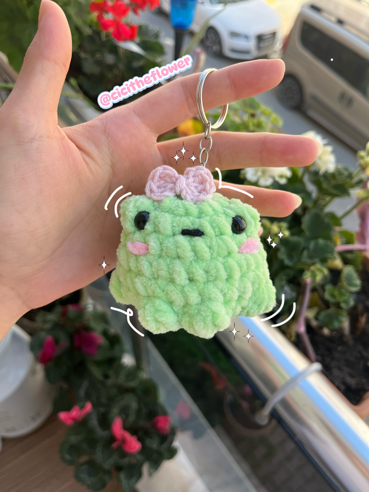 Pembe Tokalı Kurbağa Anahtarlık Charm