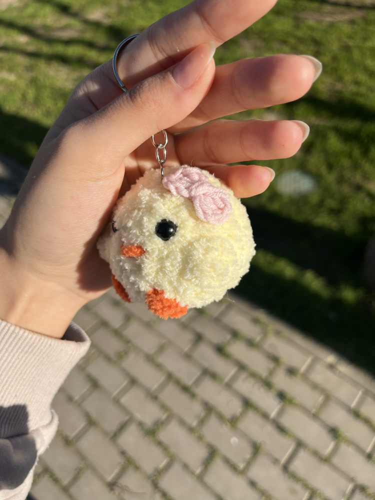 Pembe Tokalı Civciv Anahtarlık