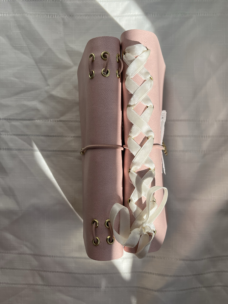 A5 Kurdeleli Pembe Suni Deri Kılıf