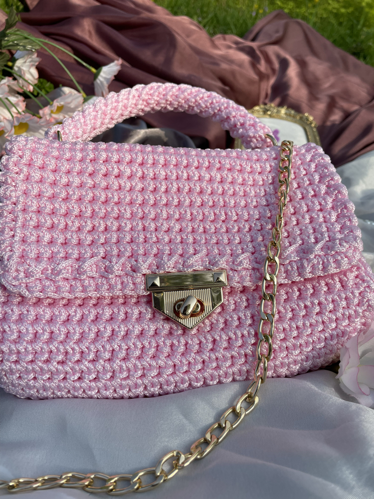 Pembe örgü pinterest çanta