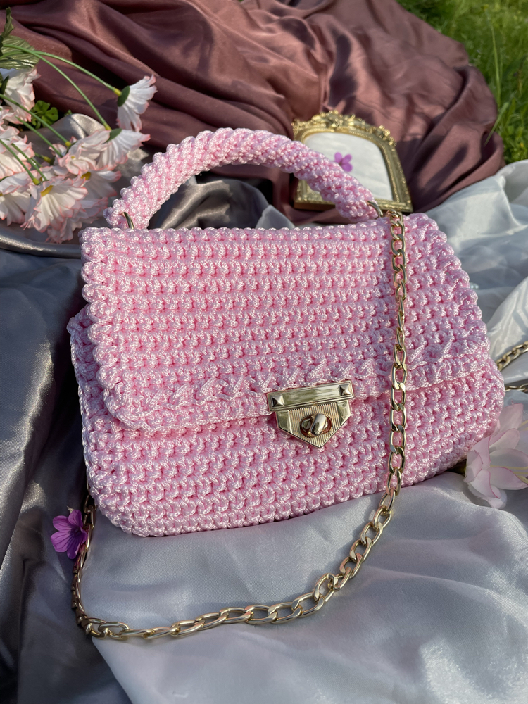 Pembe örgü pinterest çanta