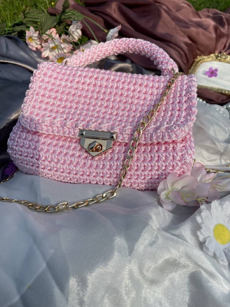 Pembe örgü pinterest çanta