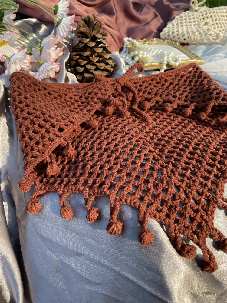 Kahverengi detaylı bandana