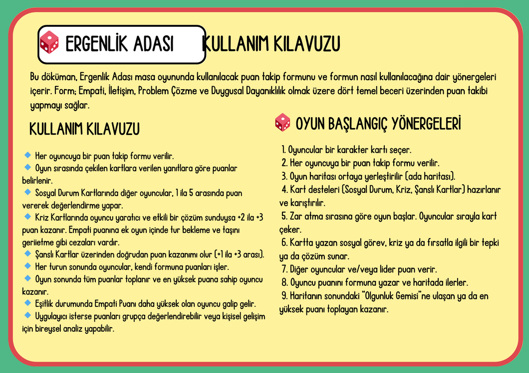 Ergenlik Adası – Sosyal Beceriler Masa Oyunu