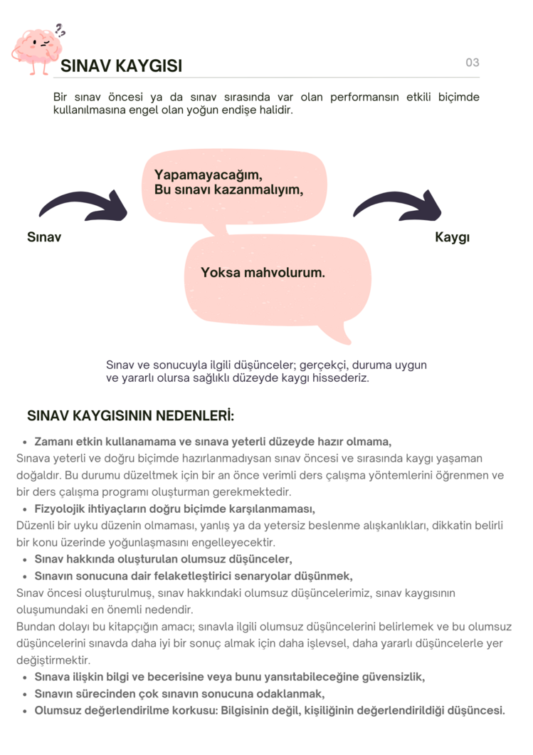 SINAV KAYGISI İLE BAŞ ETME KİTAPÇIĞI (GELİŞTİRİLMİŞ VERSİYON) 