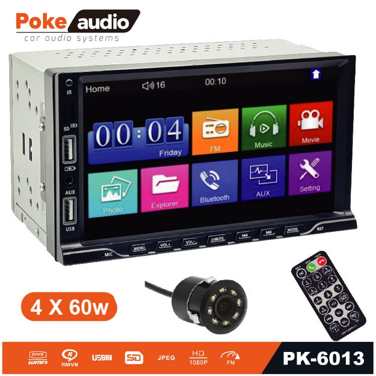 Poke PK-6013B
7'' Double Din Teyp 4x60w 2xusb FM SD Şarjlı Kamerasız
