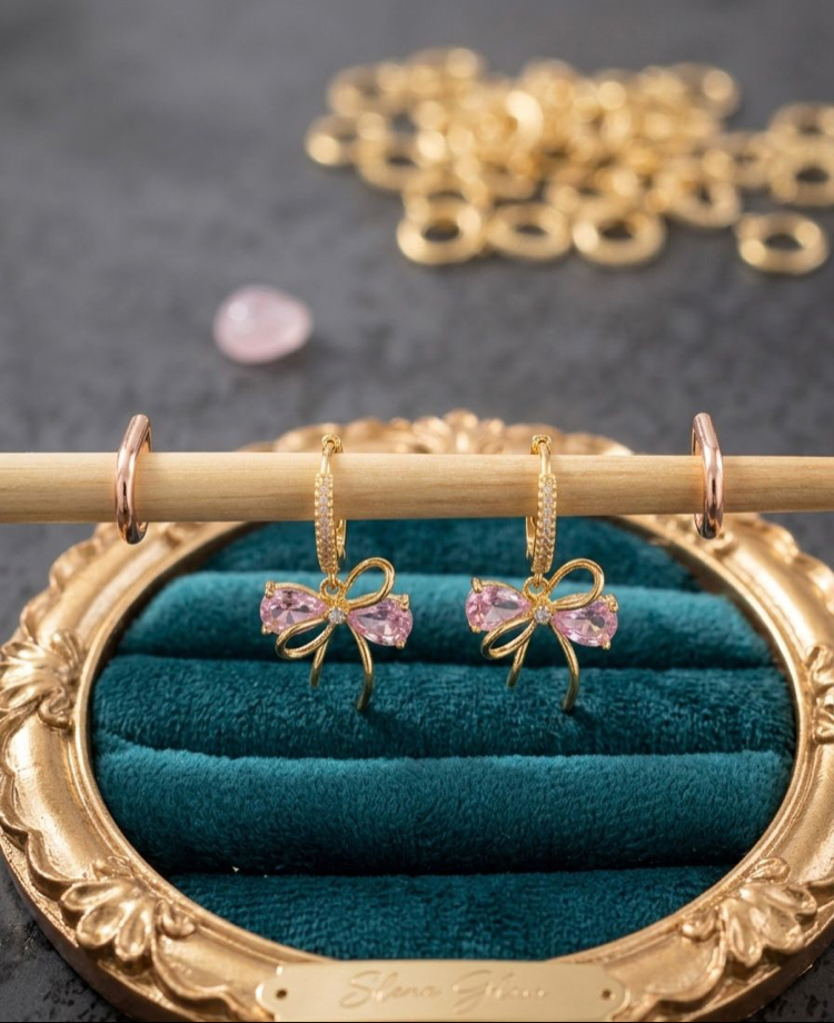 Fiyonk Küpe Gold Pembe 