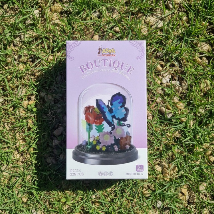Botanik Fanuslu Kelebekli & Çiçekli Blocks