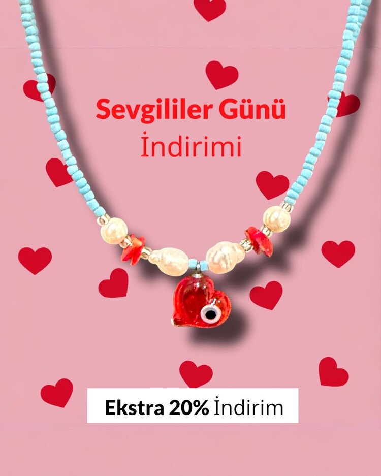 Nazar Boncuklu Kalpli Kolye