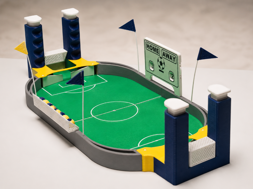 3D Baskı Mini Masa Futbolu Oyunu – Sarı Lacivert Özel Tasarım