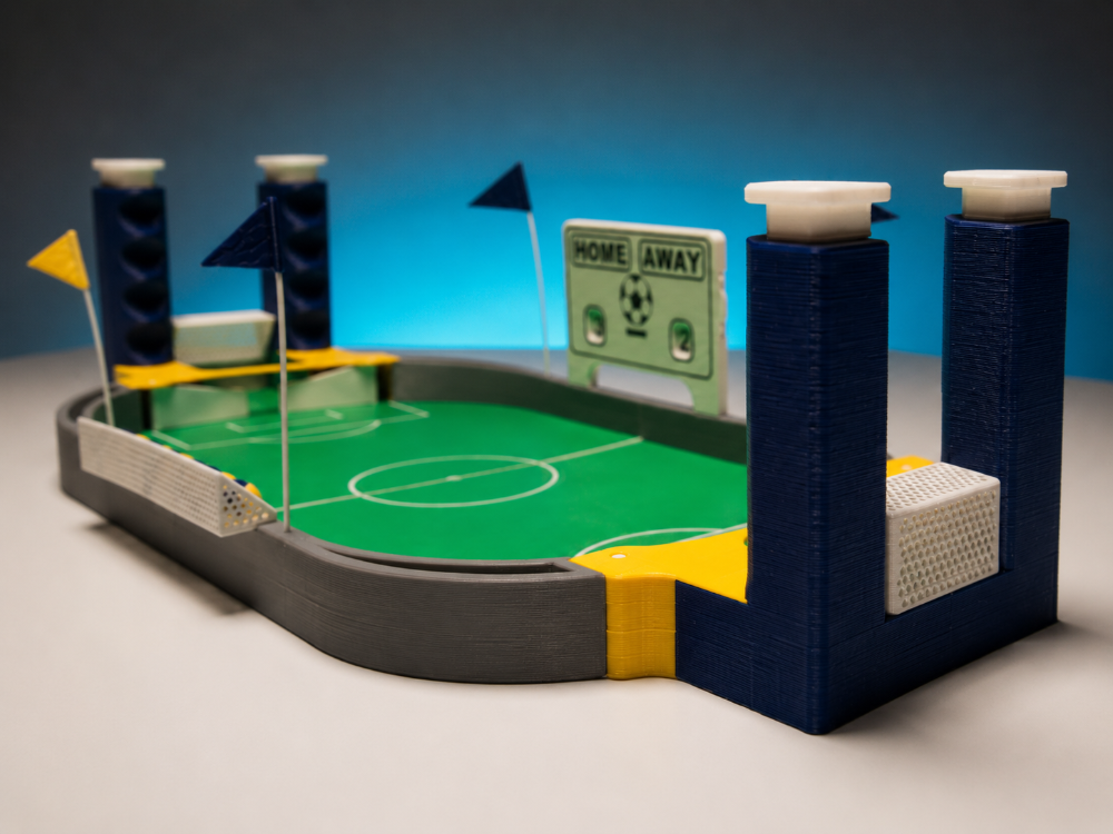 3D Baskı Mini Masa Futbolu Oyunu – Sarı Lacivert Özel Tasarım