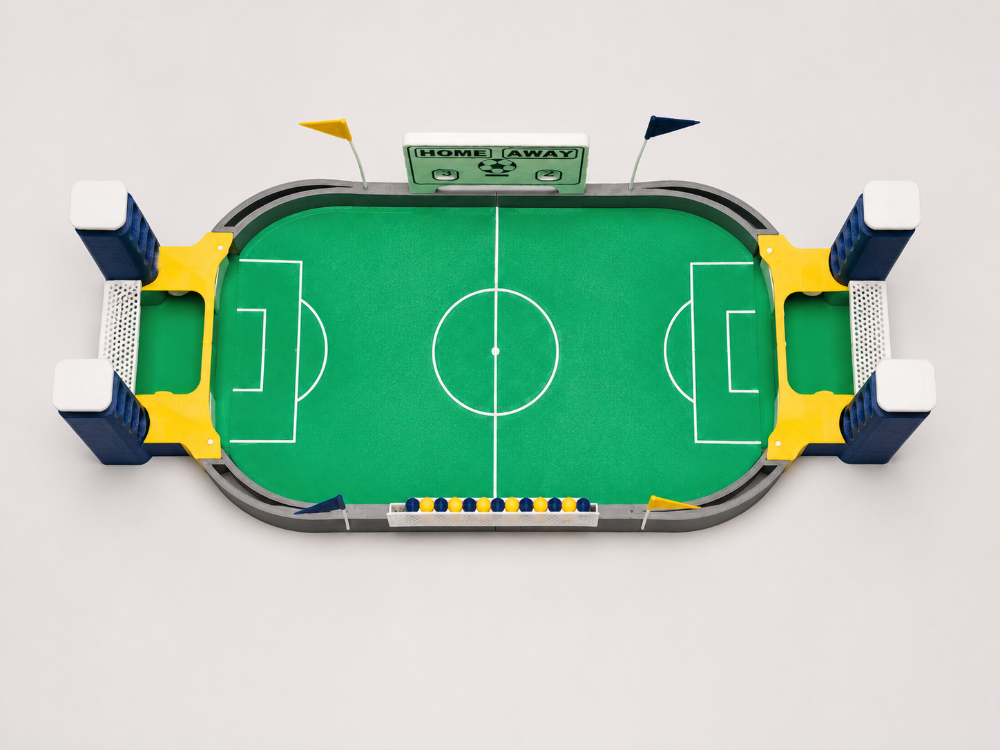 3D Baskı Mini Masa Futbolu Oyunu – Sarı Lacivert Özel Tasarım
