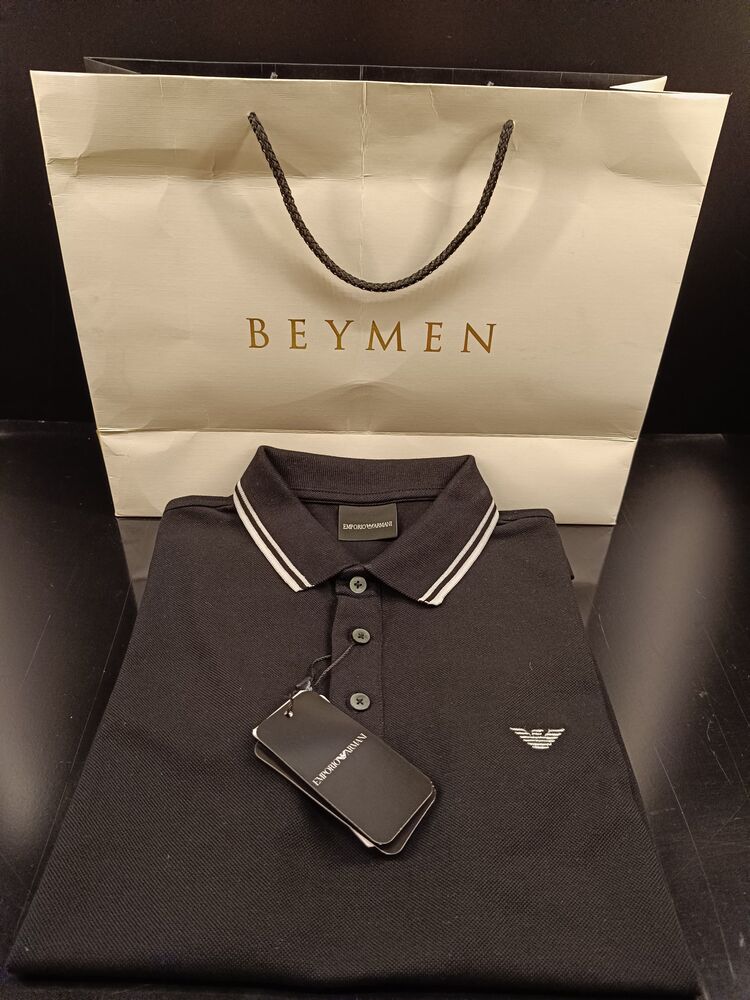 Emporio Armani % 100 Pamuk Regular Fit Erkek Polo Yaka T Shirt SİYAH
