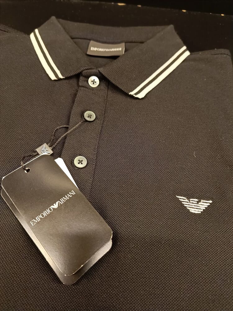 Emporio Armani % 100 Pamuk Regular Fit Erkek Polo Yaka T Shirt SİYAH
