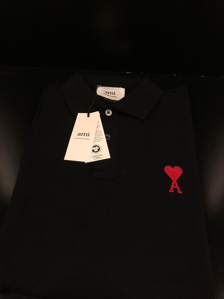 Ami Paris Siyah Polo Yaka T-shirt