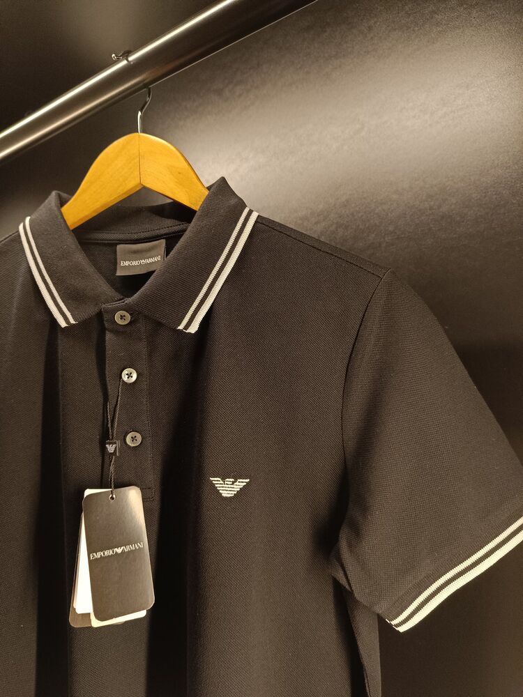 Emporio Armani % 100 Pamuk Regular Fit Erkek Polo Yaka T Shirt SİYAH