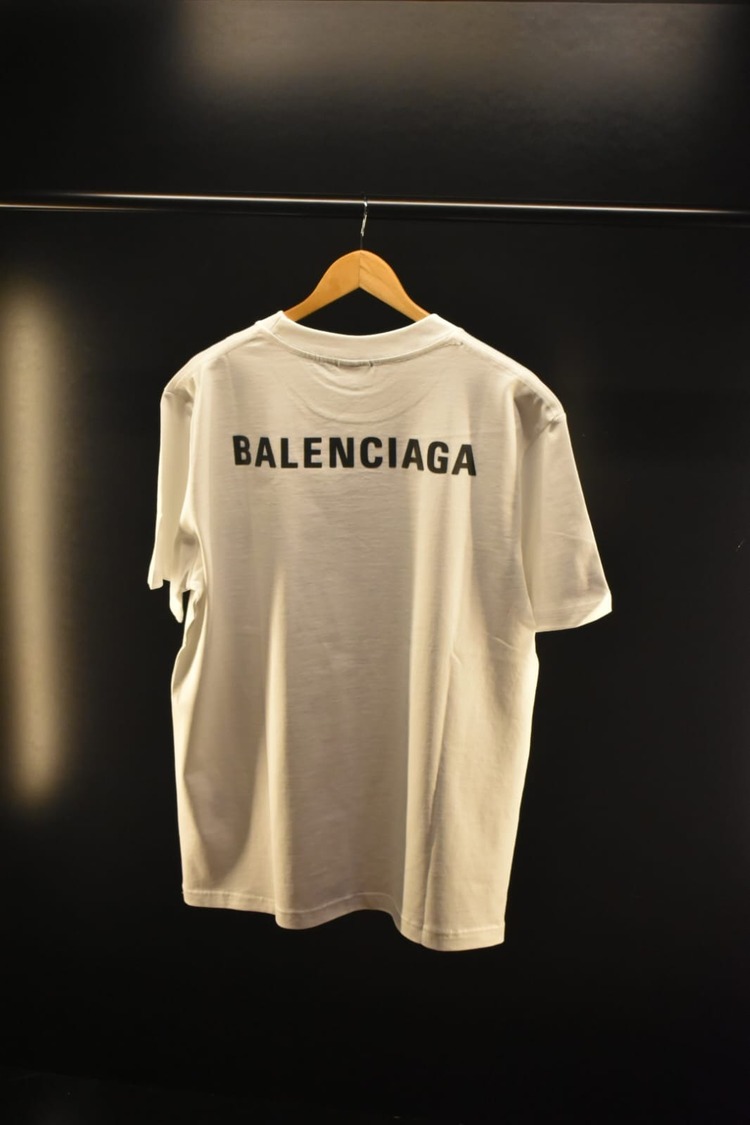 Balenciaga Beyaz Logo Baskılı Oversize T-shirt