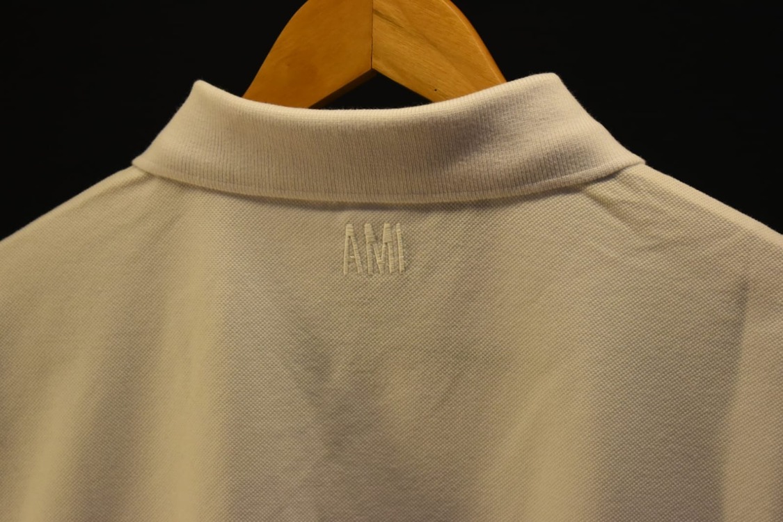 Ami Paris Erkek Beyaz Polo Yaka T-shirt