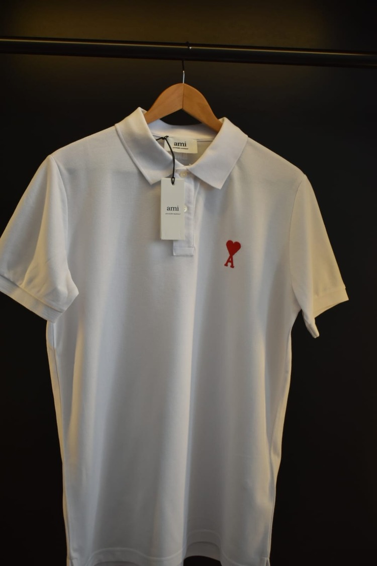 Ami Paris Erkek Beyaz Polo Yaka T-shirt