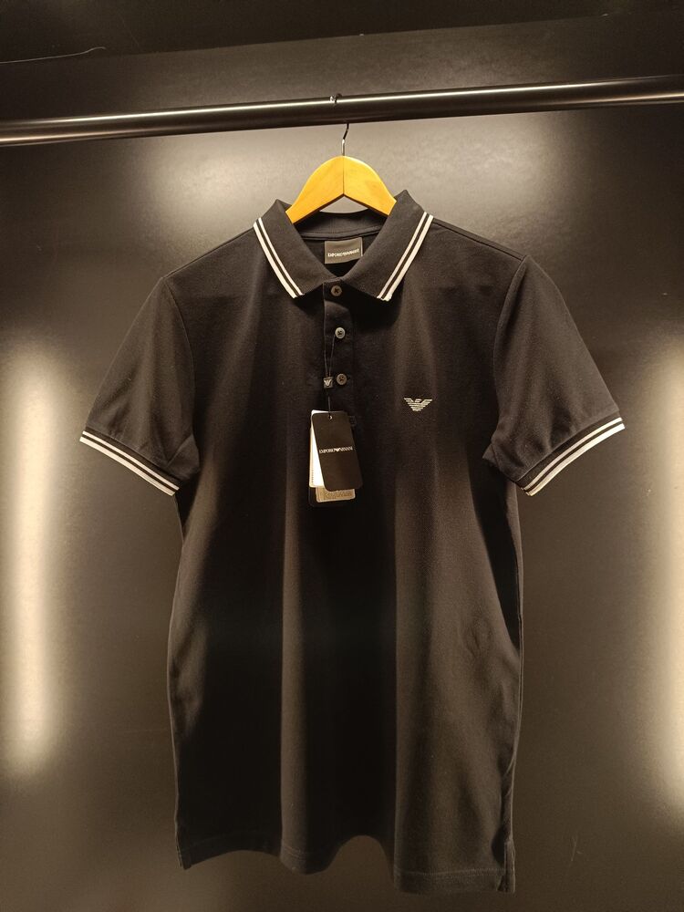 Emporio Armani % 100 Pamuk Regular Fit Erkek Polo Yaka T Shirt SİYAH