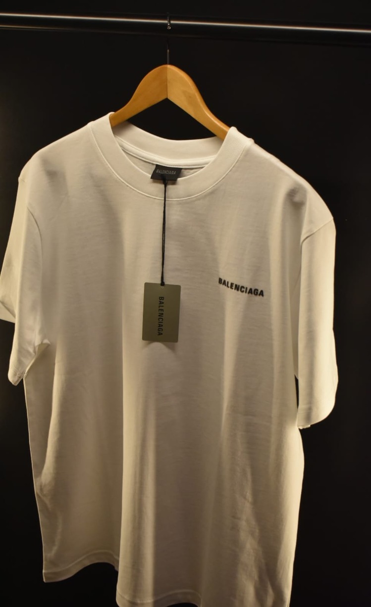 Balenciaga Beyaz Logo Baskılı Oversize T-shirt