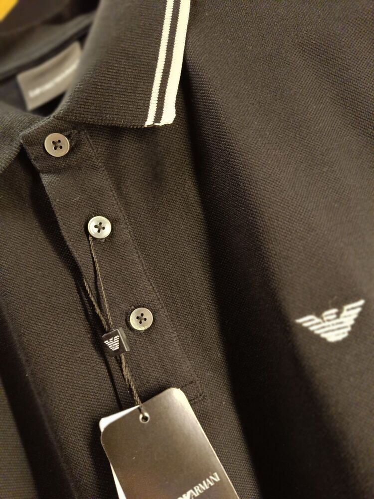 Emporio Armani % 100 Pamuk Regular Fit Erkek Polo Yaka T Shirt SİYAH