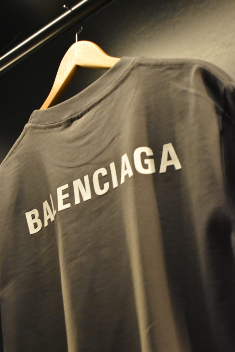 Balenciaga Gri Logo Baskılı Oversize T-shirt