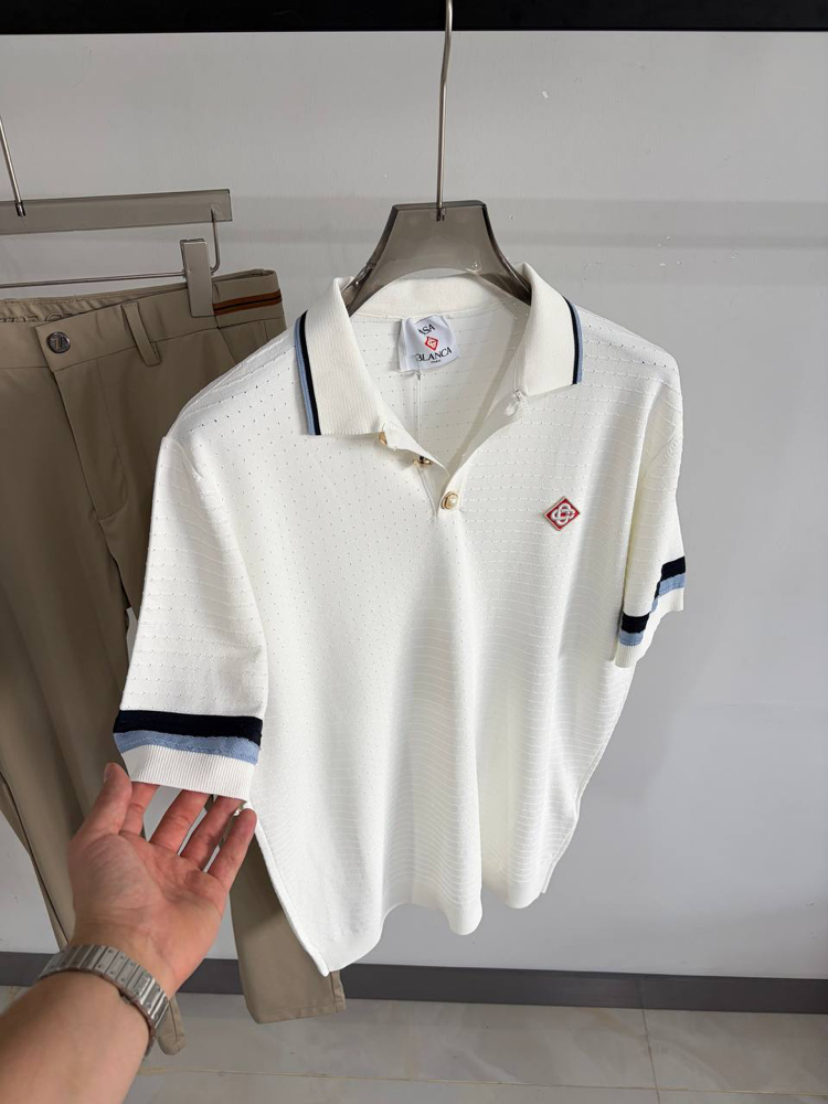 Casa Ss’ 26 Premium Knitted Polo Tshirt (White)