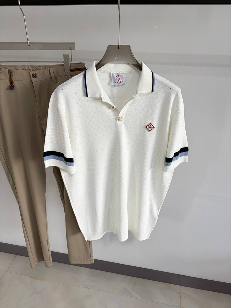 Casa Ss’ 26 Premium Knitted Polo Tshirt (White)